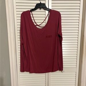 PINK Victoria's Secret Womens Burgundy Long Sleeve Tee